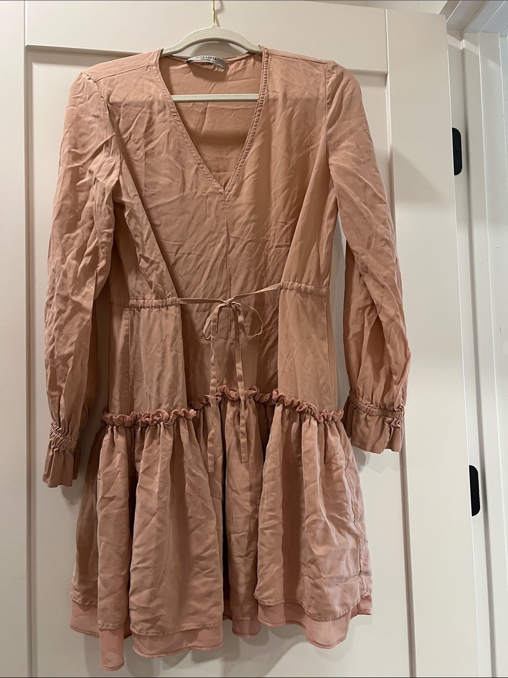All Saints Dusty Pink V‑Neck Tiered Girls' Dress